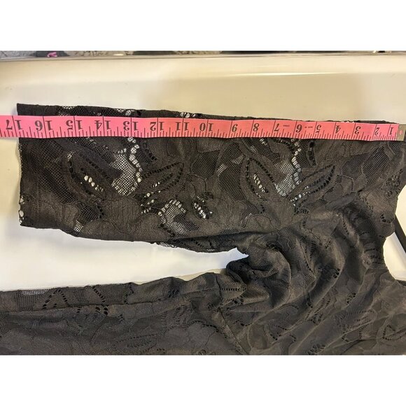 Lane Bryant Women's Black Lace V-Neck 3/4 Sleeve Dress back zipper Size 14 Midi - Picture 8 of 8